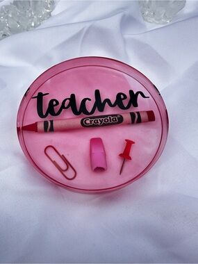 Red/Pink Teacher Resin Coaster